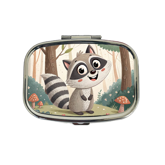Raccoon Children's Illustration Style Travel Pill Box Case