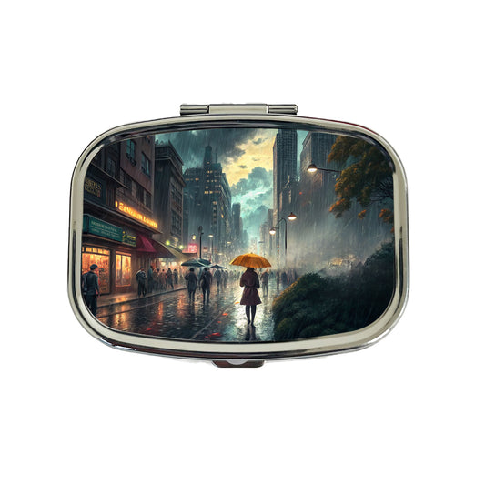 Rain Storm In The City at Night Travel Pill Box Case