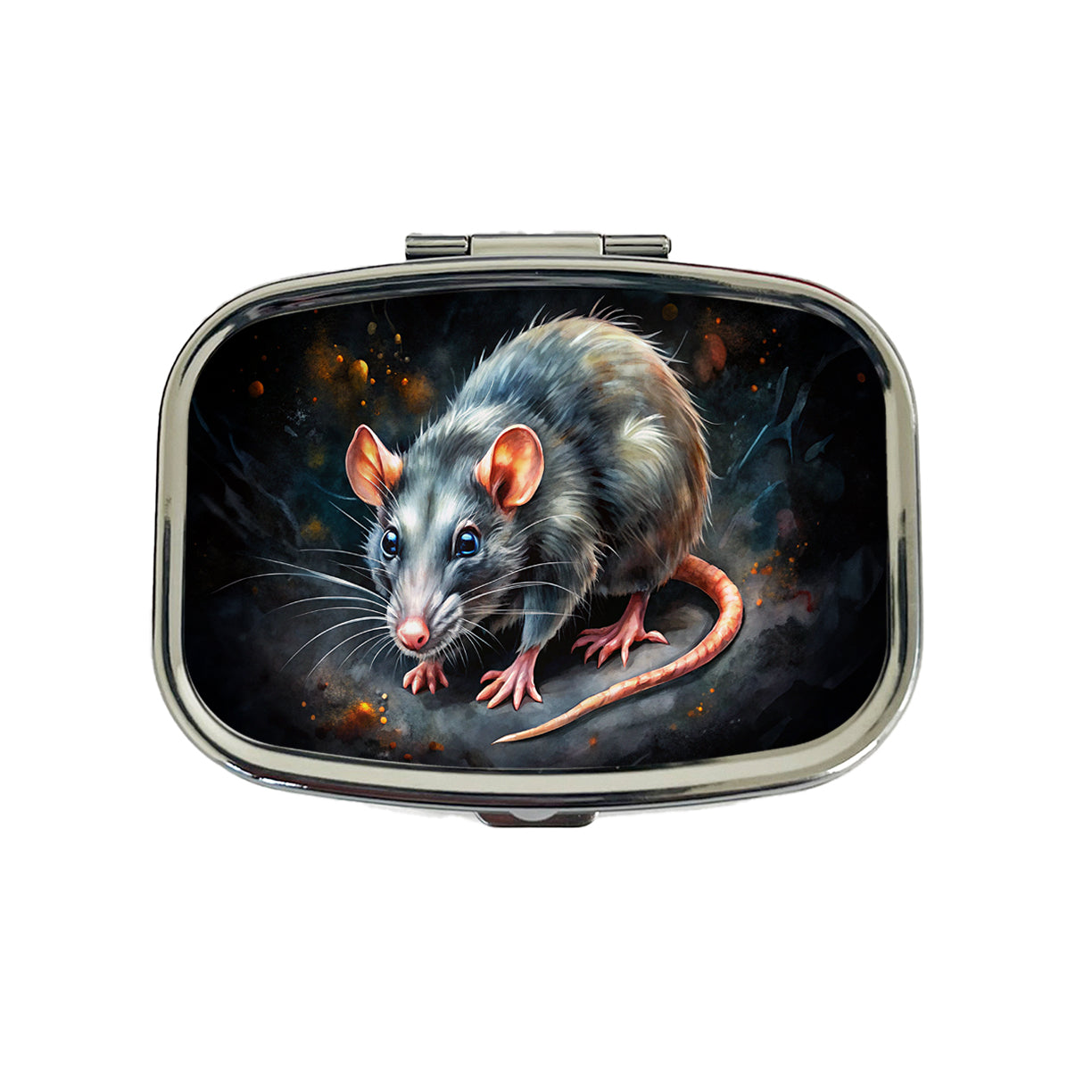 Rat Black Watercolor Travel Pill Box Case