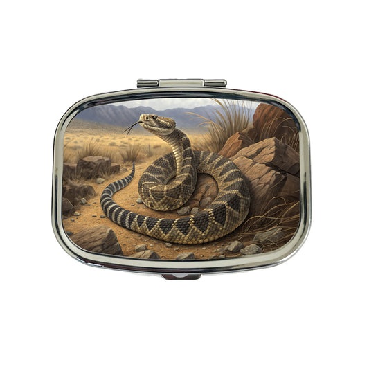 Rattlesnake Reptile on the Prairie Desert Travel Pill Box Case