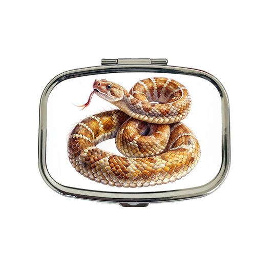 Rattlesnake Snake Reptile Watercolor Travel Pill Box Case