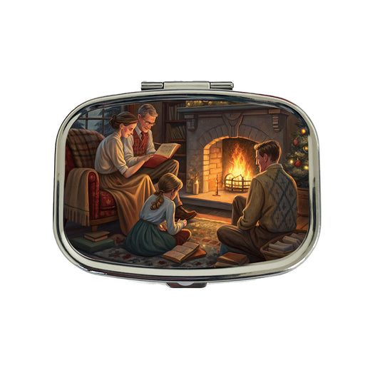 Reading by the Fireplace Americana Travel Pill Box Case