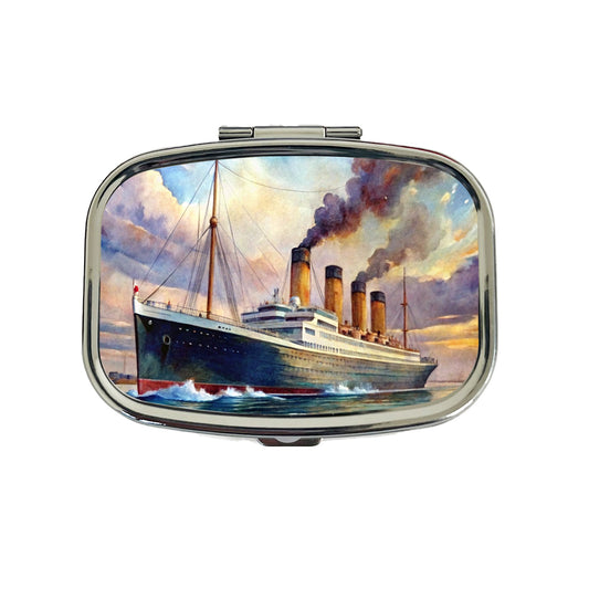 RMS Titanic Ocean Liner Cruise Ship Underway Watercolor Travel Pill Box Case