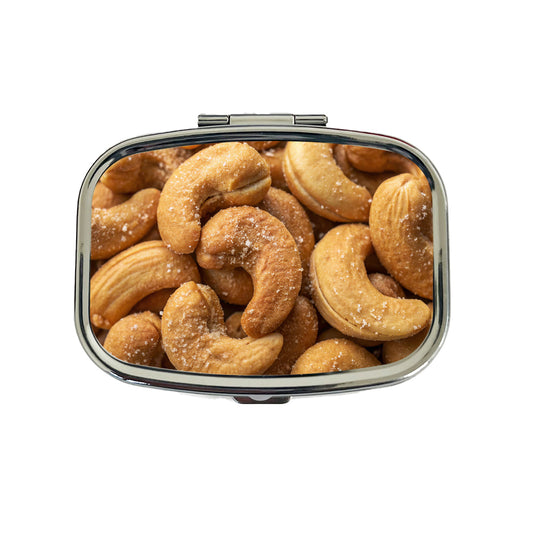 Roasted Salted Cashews Nuts Travel Pill Box Case