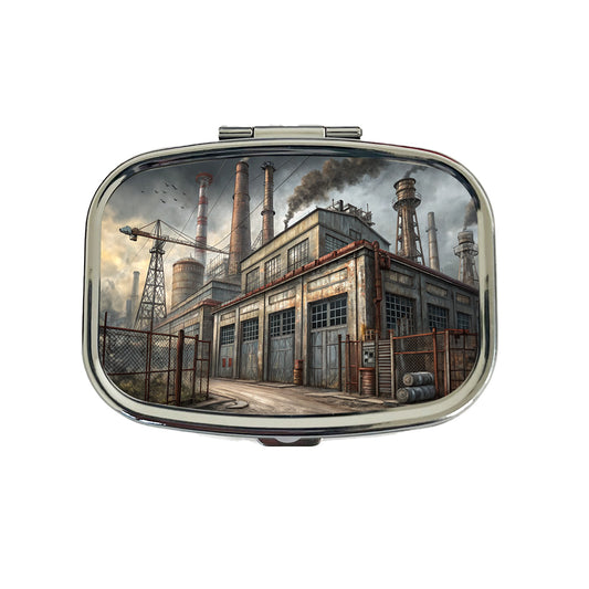 Rundown Old Industrial Factory Travel Pill Box Case