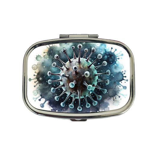 Scary Virus Black Watercolor Travel Pill Box Case