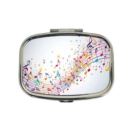 Scattered Music Notes Design Travel Pill Box Case