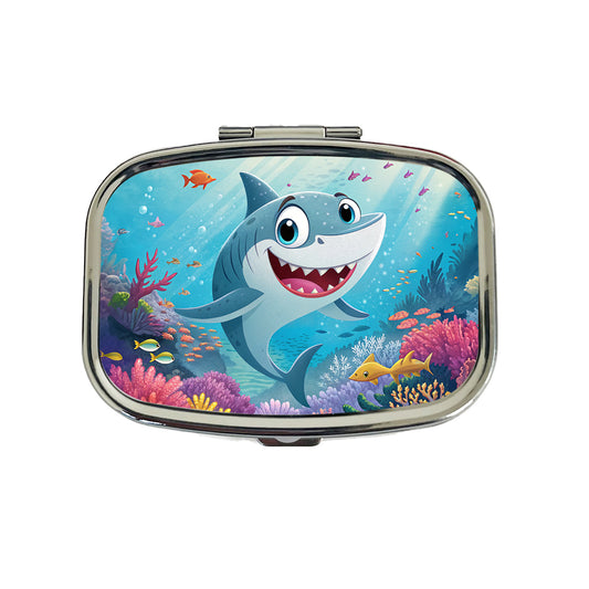 Shark Children's Illustration Style Travel Pill Box Case