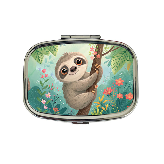 Sloth Children's Illustration Style Travel Pill Box Case