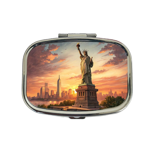 Statue Of Liberty During Sunset New York City Travel Pill Box Case
