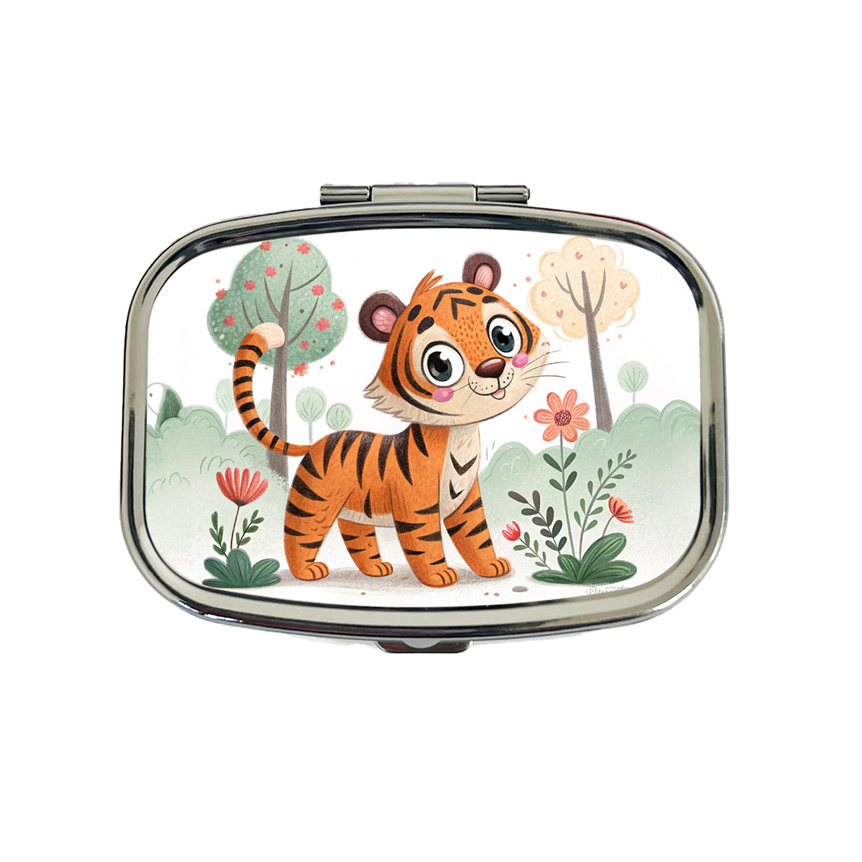Tiger Children's Illustration Style Travel Pill Box Case