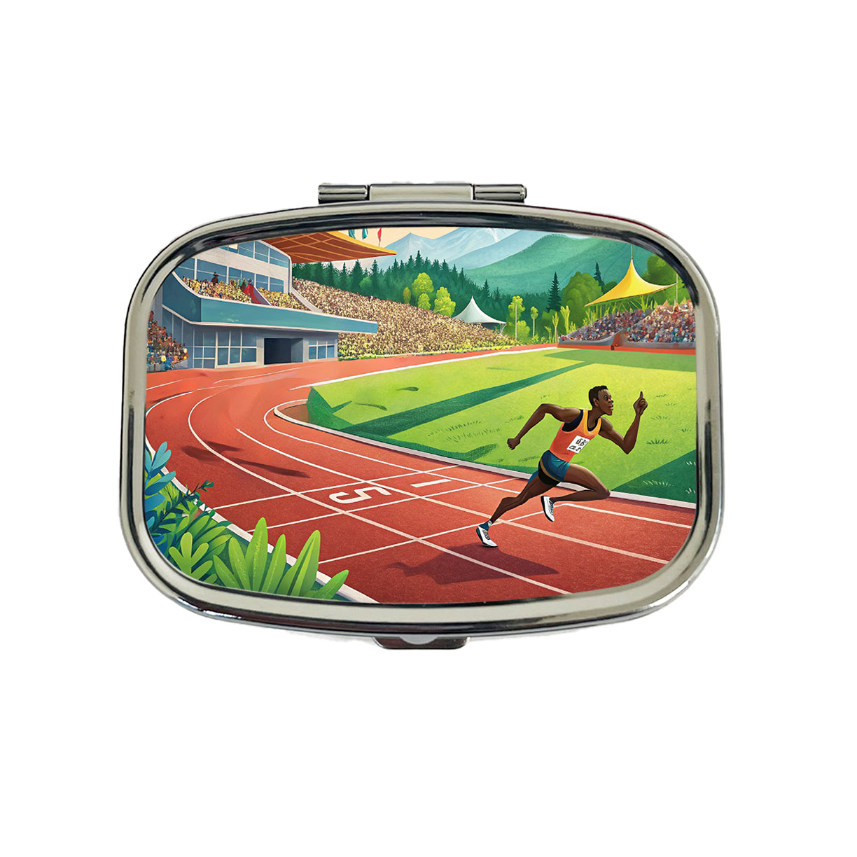 Track And Field Running Race Dash Travel Pill Box Case