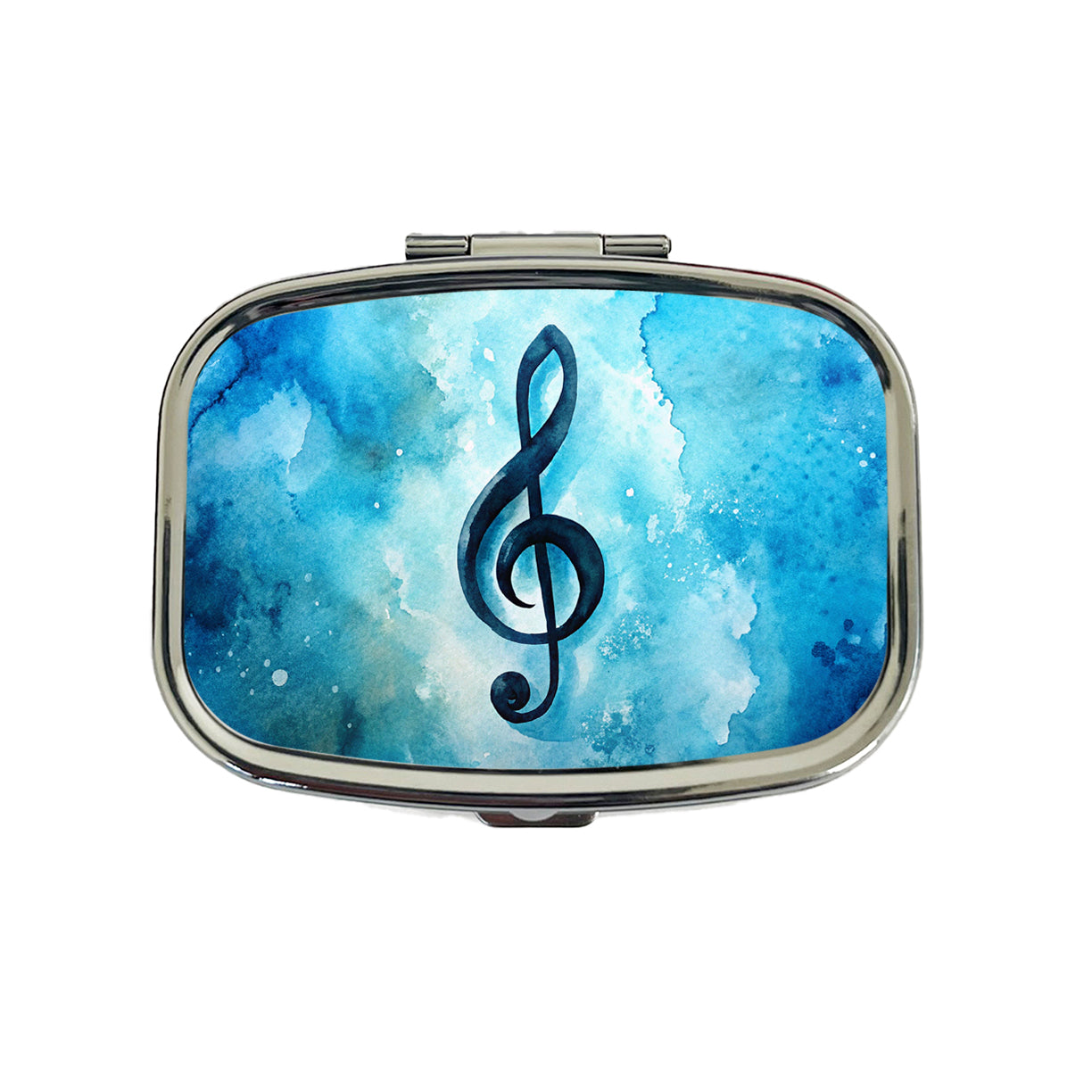 Treble Clef Music Musical Note Blue Watercolor Travel Pill Box Case