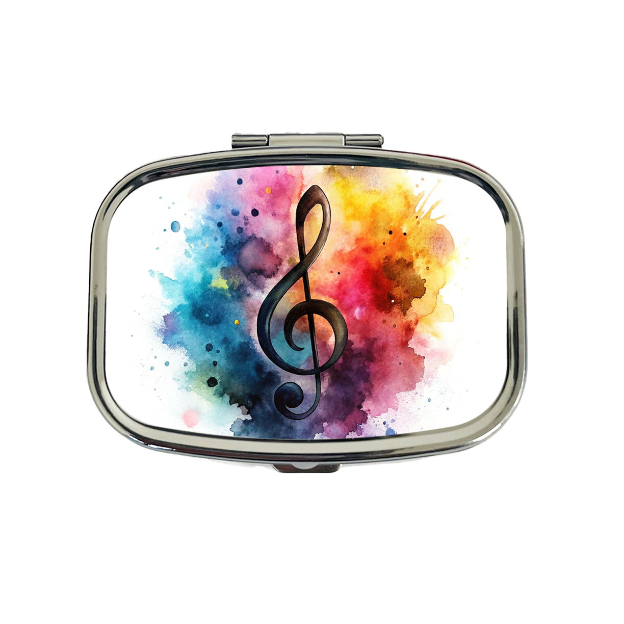Treble Clef Music Musical Note Colorful Watercolor Travel Pill Box Case