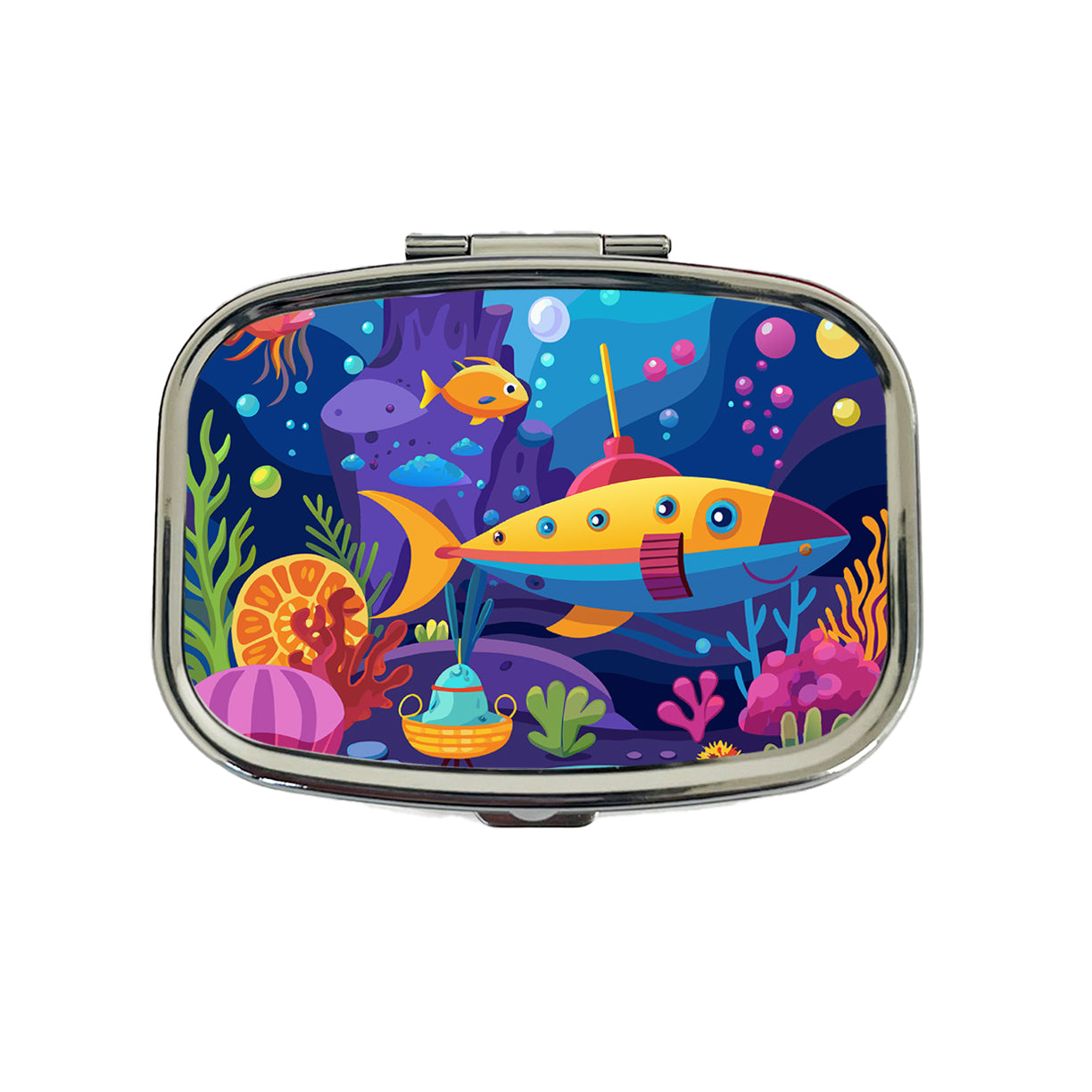 Vibrant Colored Undersea Underwater Ocean Fantasy World Travel Pill Box Case