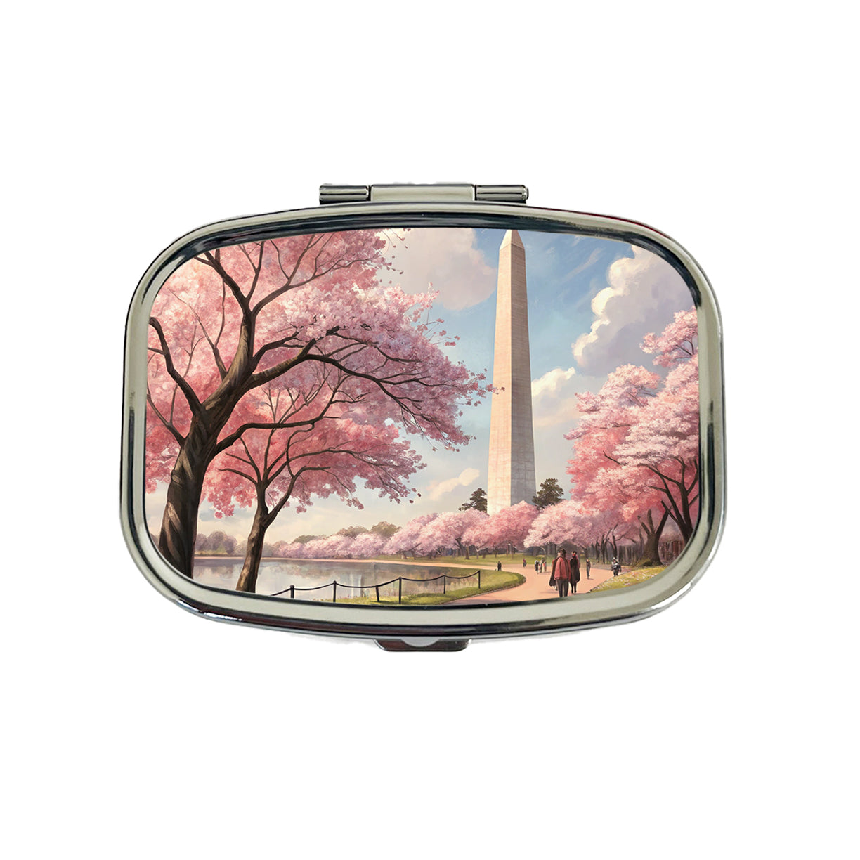 Washington Monument During Cherry Tree Blossom Season Travel Pill Box Case