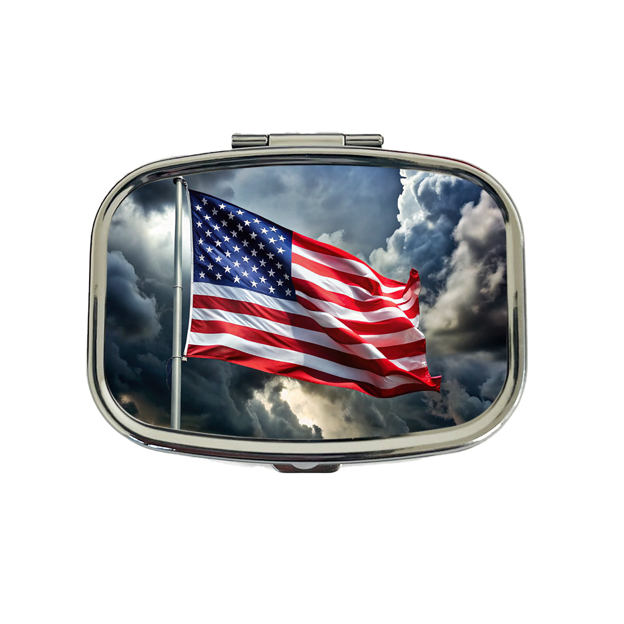 Waving American Flag After Storm Patriotic United States Travel Pill Box Case