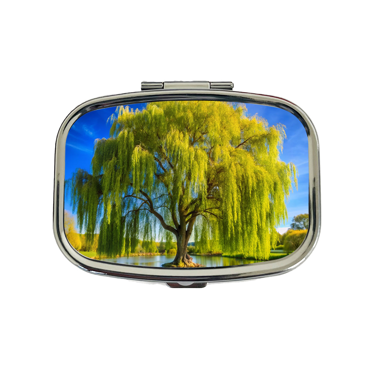 Weeping Willow Tree in Pond Travel Pill Box Case