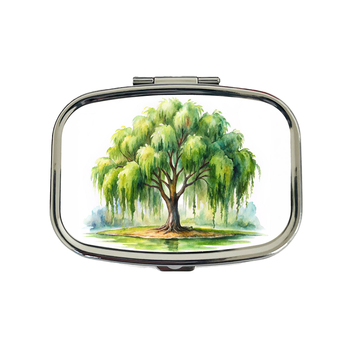 Weeping Willow Tree Watercolor Travel Pill Box Case