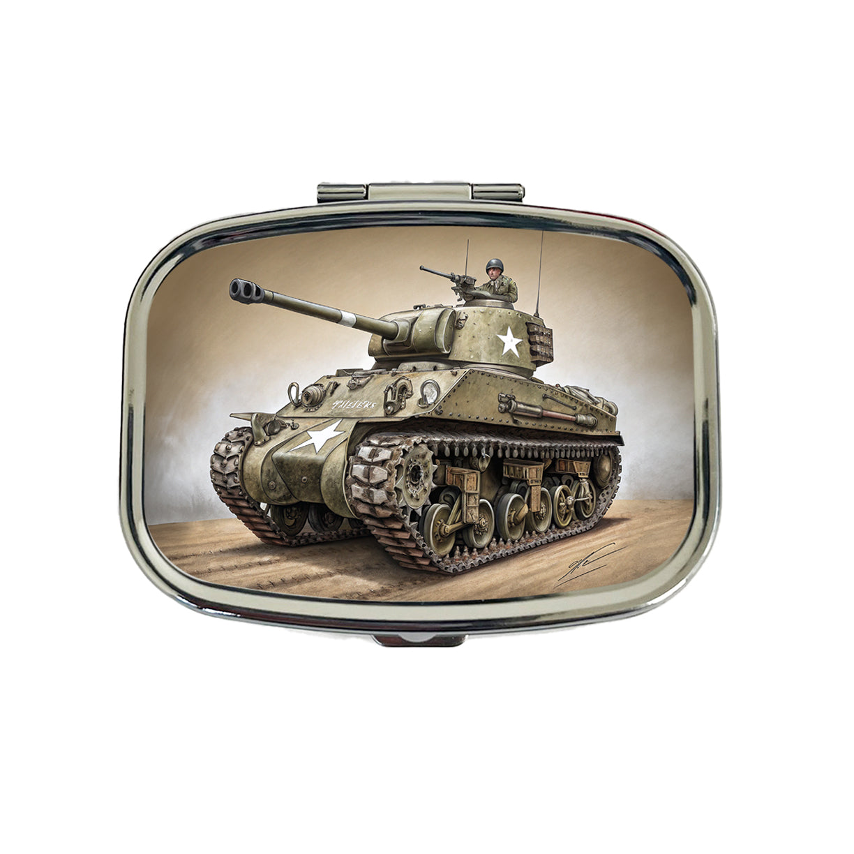 WWII M4 Sherman US Medium Tank Travel Pill Box Case