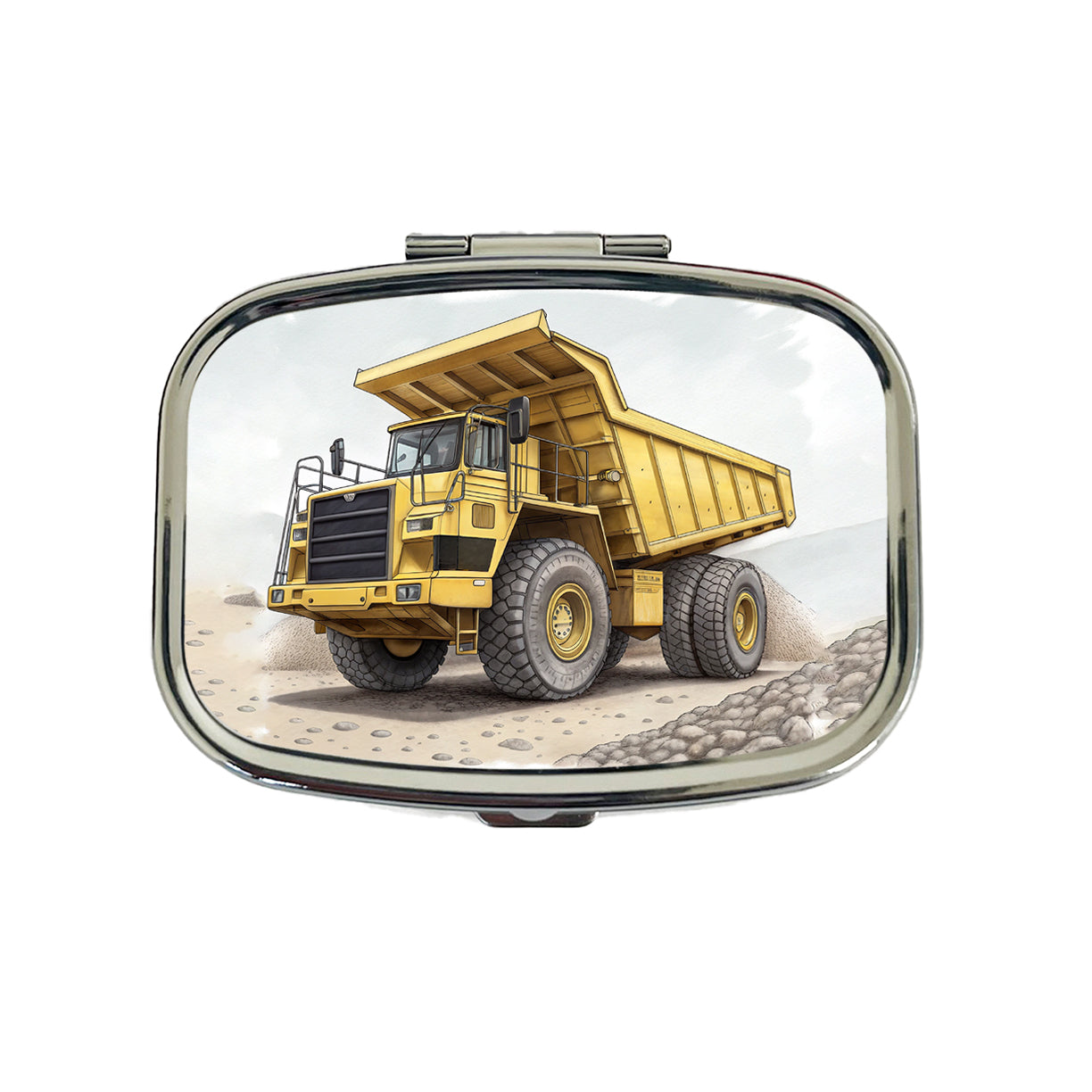 Yellow Dump Truck Construction Equipment Travel Pill Box Case