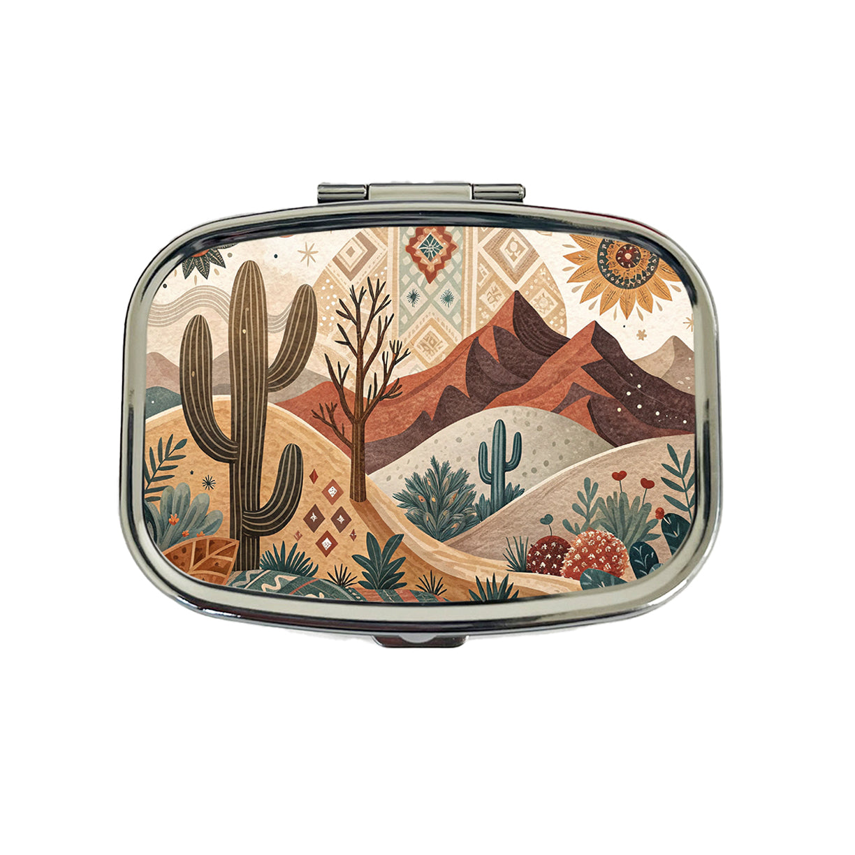 Abstract Brown Tan Southwestern Desert Design Travel Pill Box Case