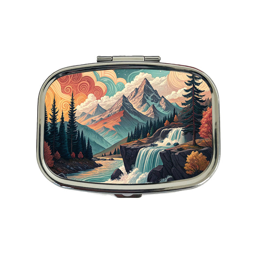 Abstract Mountains Waterfalls Landscape Travel Pill Box Case