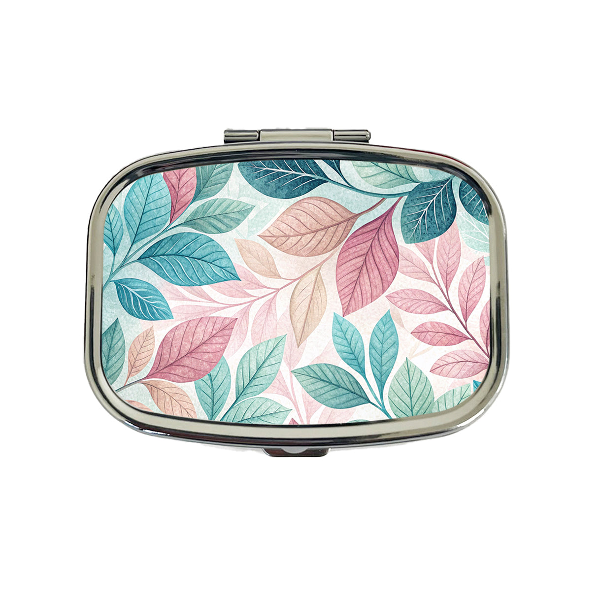 Abstract Pastel Floral Leaves Design Travel Pill Box Case