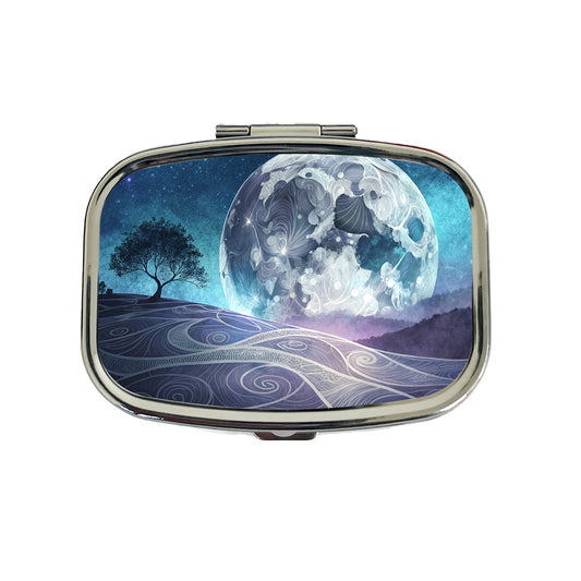 Abstract Purple Blue Moon Landscape Travel Pill Box Case