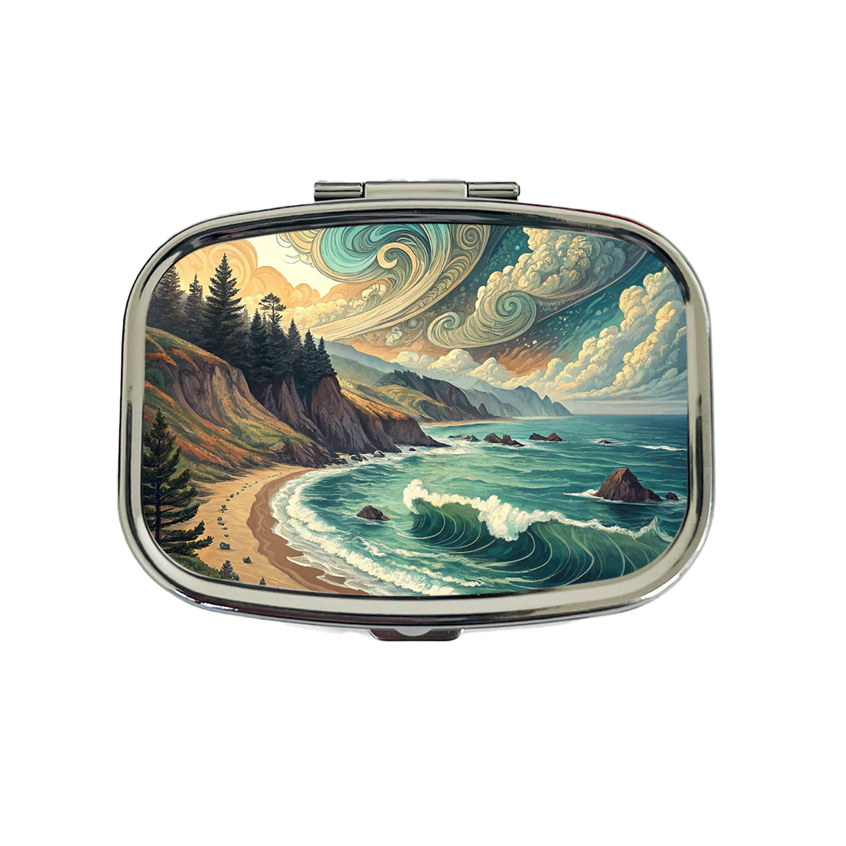 Abstract Shore Ocean Waves Landscape Travel Pill Box Case