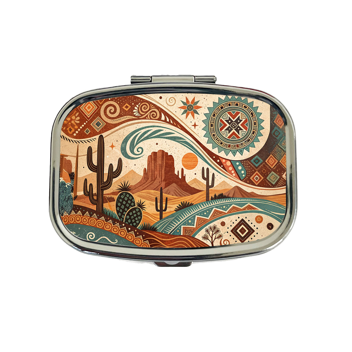 Abstract Southwestern Design Travel Pill Box Case