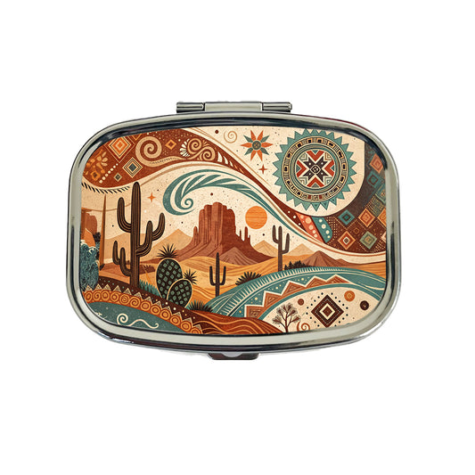 Abstract Southwestern Design Travel Pill Box Case
