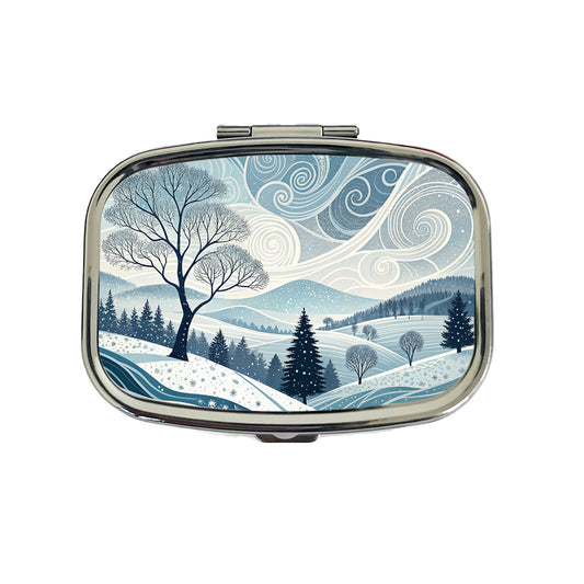 Abstract Winter Landscape Travel Pill Box Case
