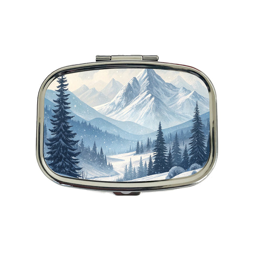 Abstract Winter Mountains Landscape Travel Pill Box Case