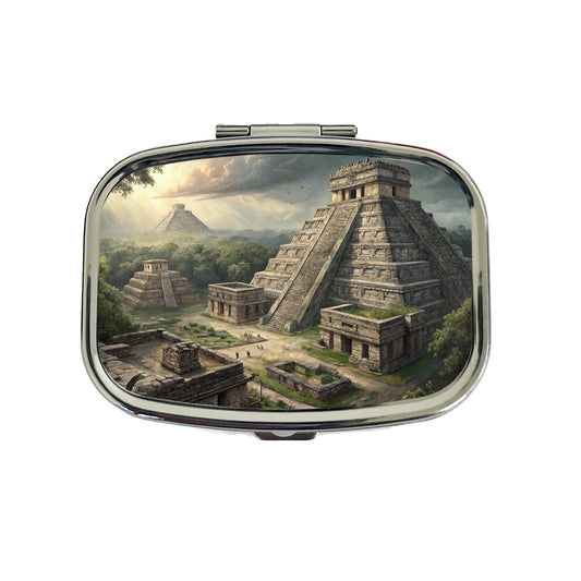 Ancient Maya Temples Step Pyramids Travel Pill Box Case