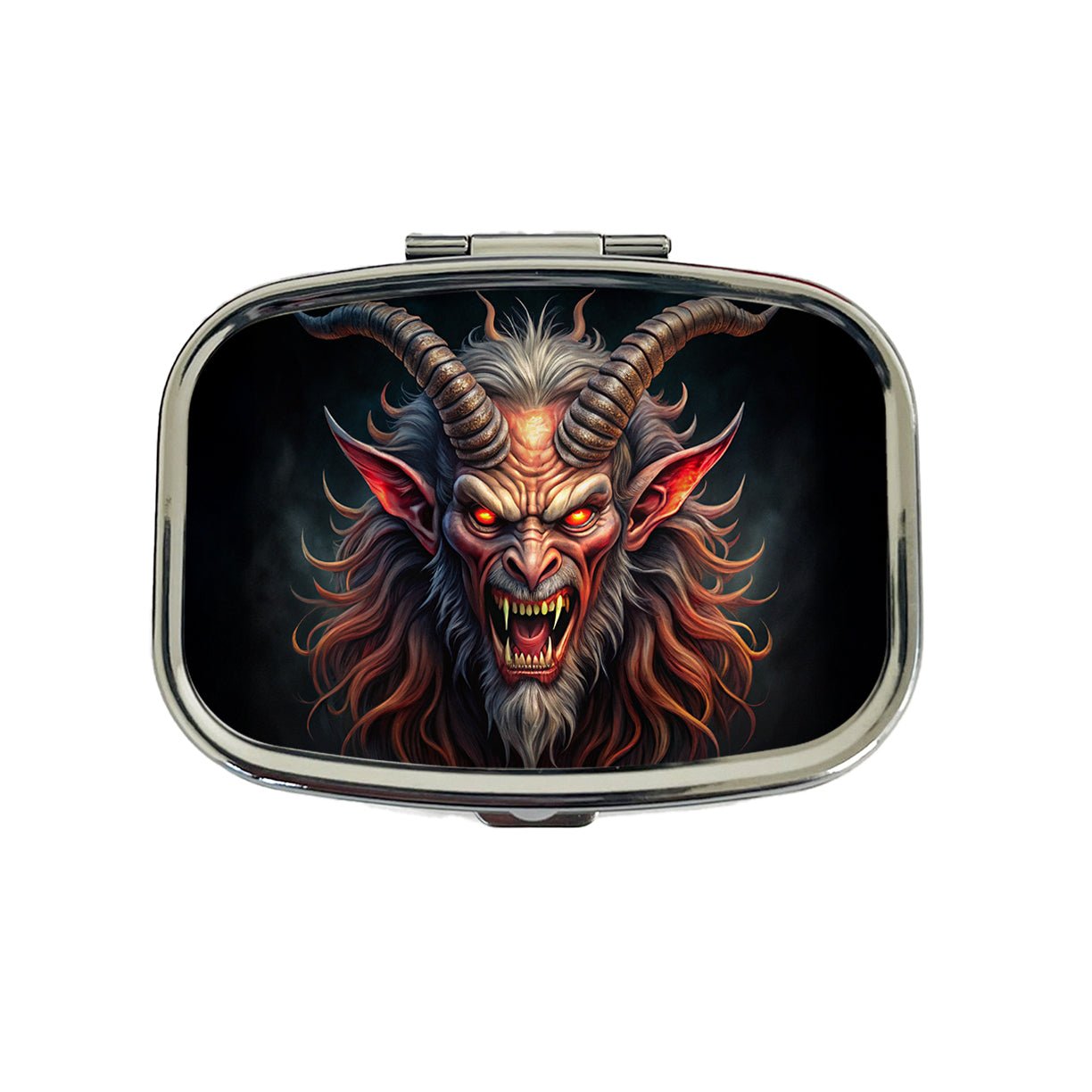 Angry Krampus Christmas Watercolor Travel Pill Box Case