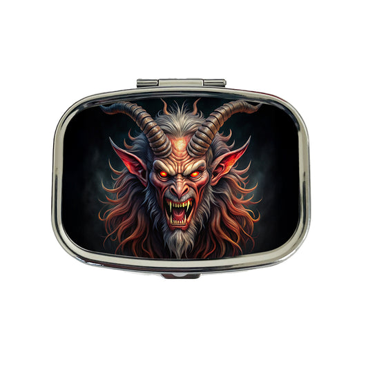 Angry Krampus Christmas Watercolor Travel Pill Box Case