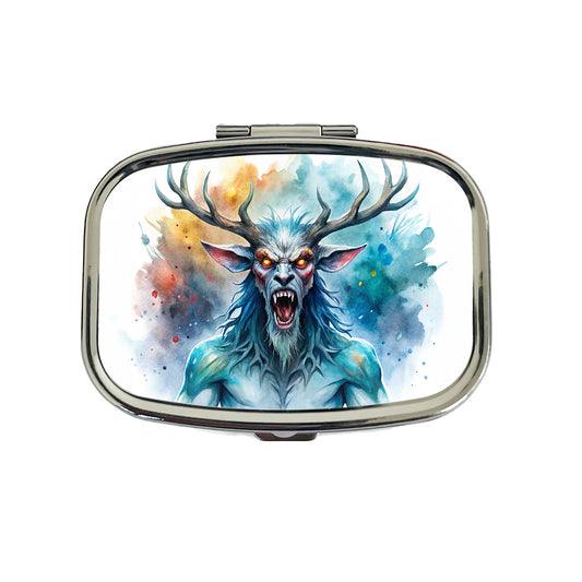 Angry Wendigo Algonquian Folklore Monster Watercolor Travel Pill Box Case