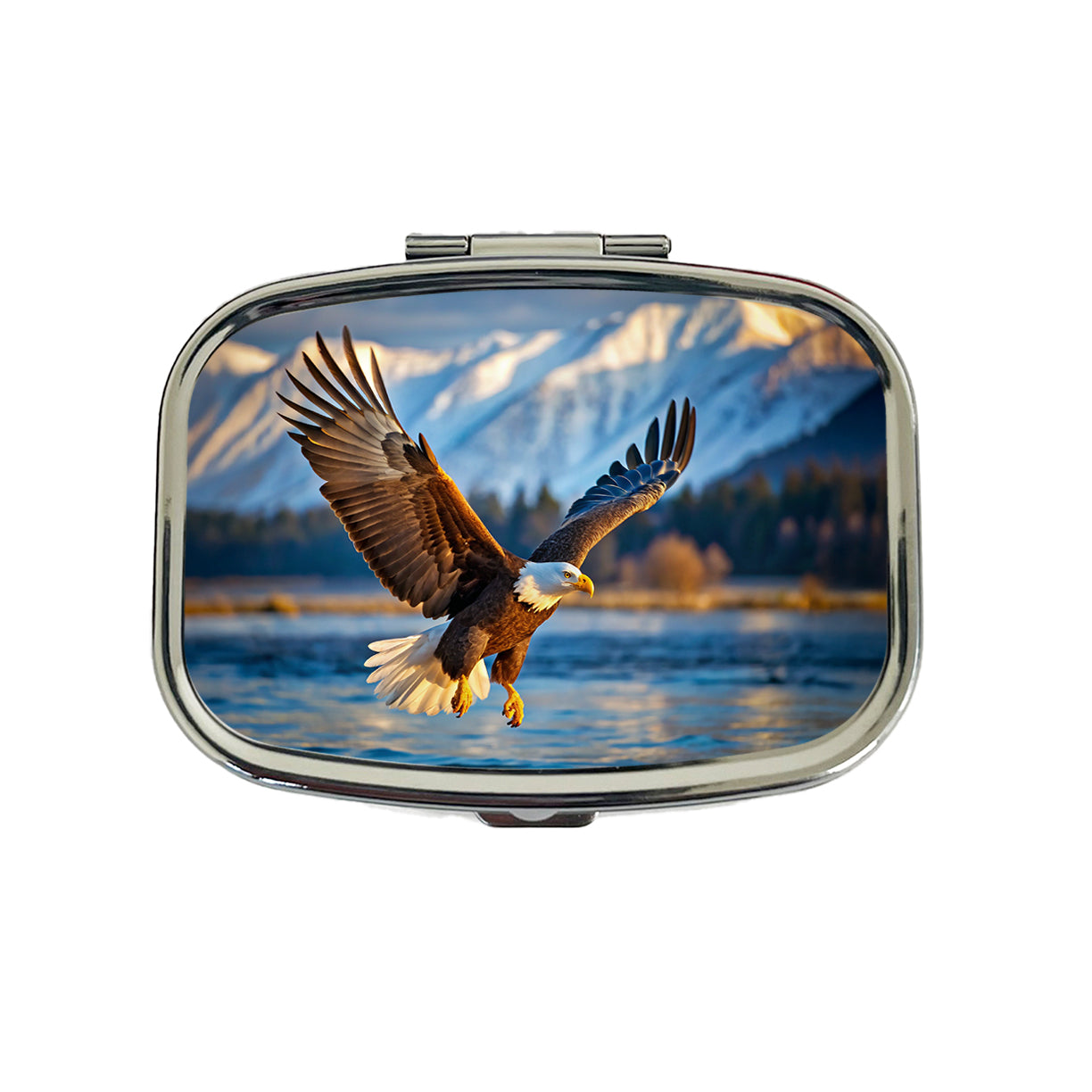 Bald Eagle Flying Raptor Bird Of Prey Travel Pill Box Case