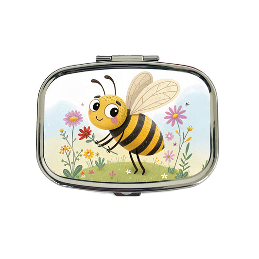 Bee Children's Illustration Style Travel Pill Box Case