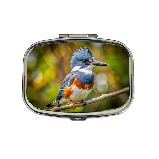 Belted Kingfisher Backyard Bird Travel Pill Box Case