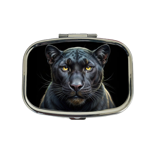 Black Panther Face Art Travel Pill Box Case