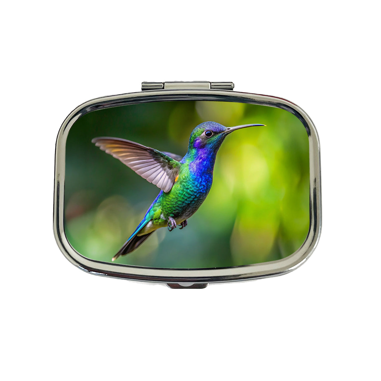 Blue Chinned Sapphire Hummingbird Backyard Bird Travel Pill Box Case