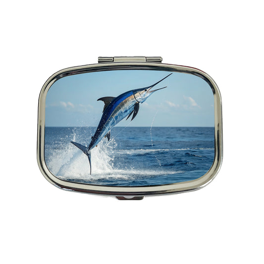 Blue Marlin Fish Leaping Out Of Water Travel Pill Box Case