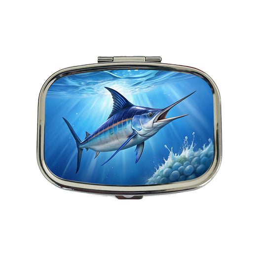 Blue Marlin Fish Travel Pill Box Case