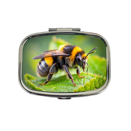Bumblebee Bee on Leaf Travel Pill Box Case
