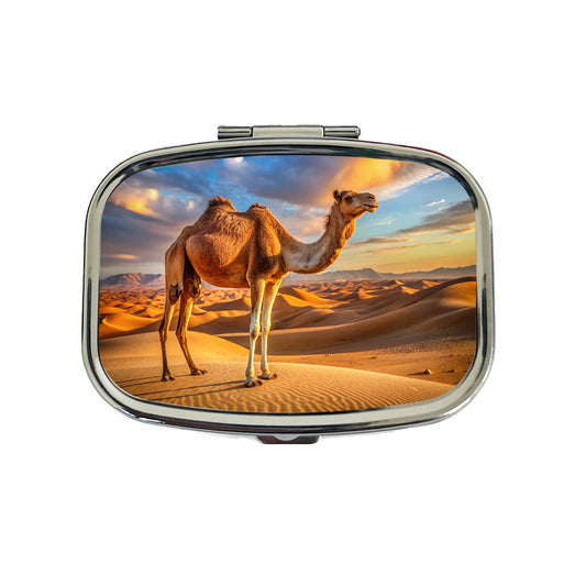 Camel Standing In Desert Travel Pill Box Case