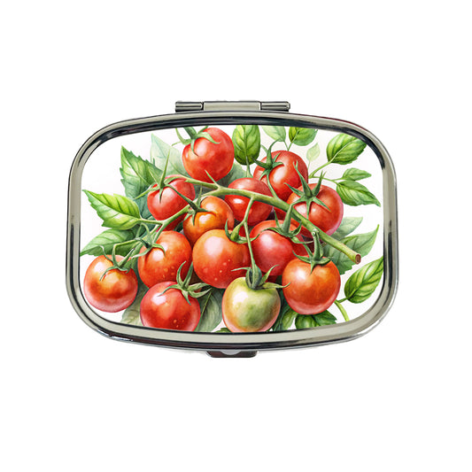 Cherry Tomatoes On The Vine Watercolor Travel Pill Box Case