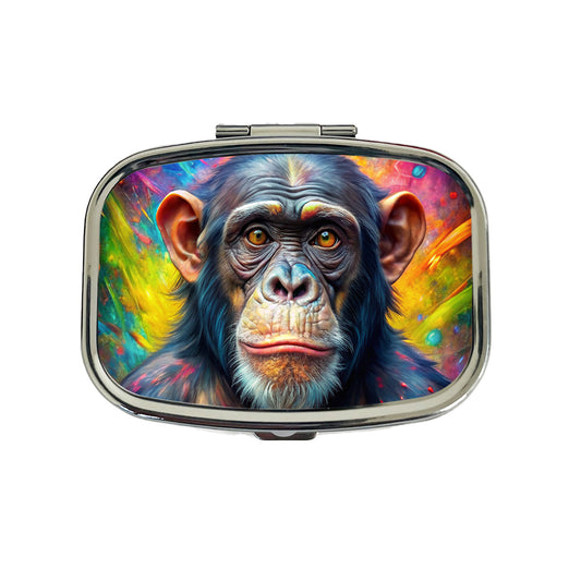 Chimpanzee Monkey Colorful Abstract Art Travel Pill Box Case