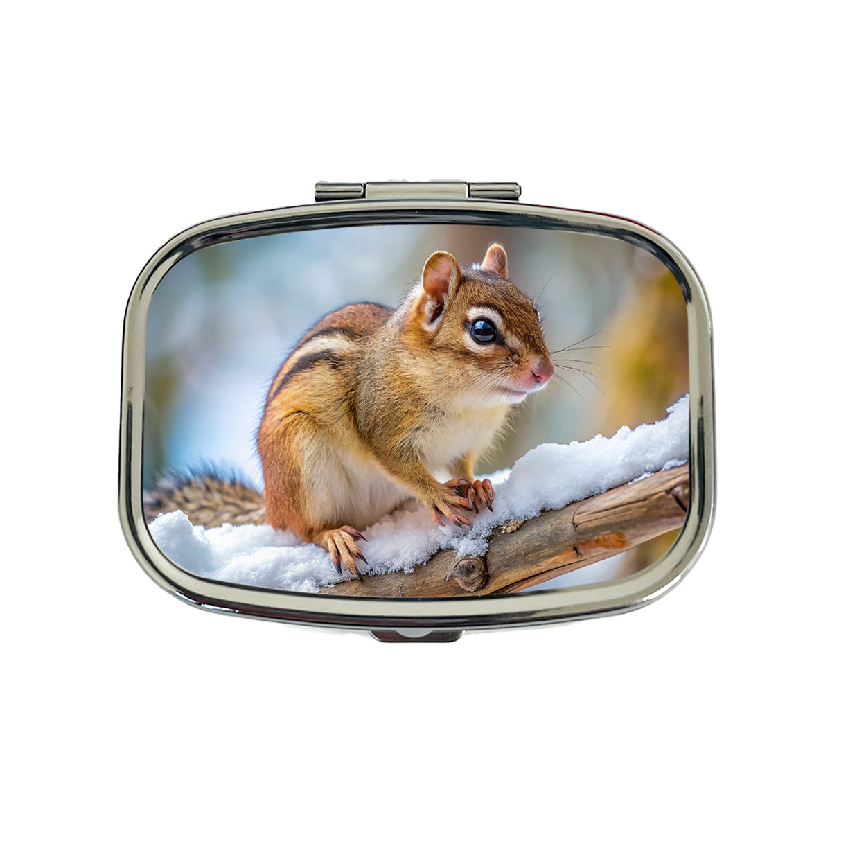 Chipmunk On Branch In Winter Travel Pill Box Case